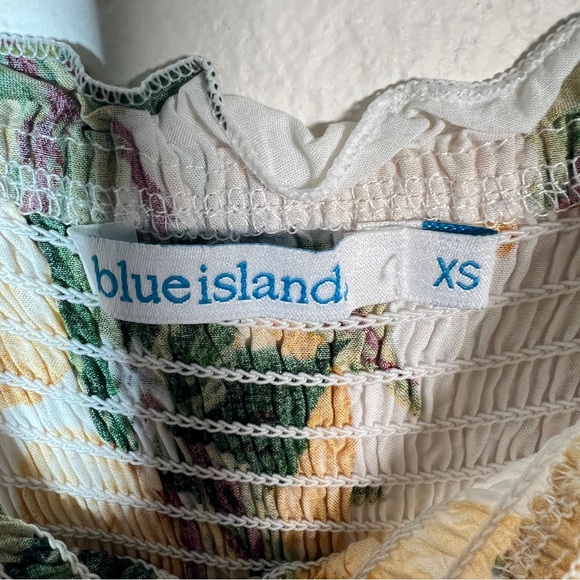 Blue Island white with yellow lemons maxi sundress size XS B153 - Picture 3 of 4